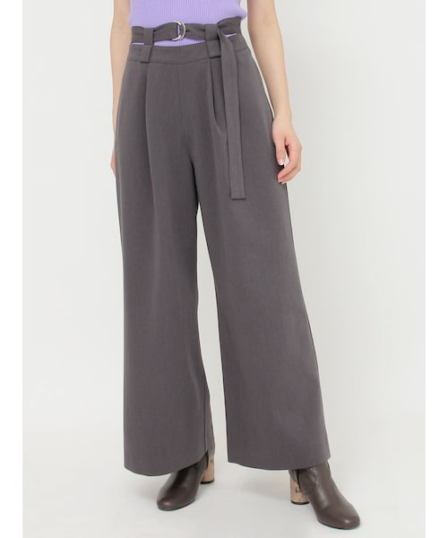 MERCURYDUO（マーキュリーデュオ）の「ダブルウエストベルトパンツ（その他パンツ・レディース・チャコールグレー/ブラック・S/M）」の2枚目の写真