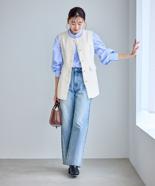 ROPE' PICNIC(ロペピクニック)の「【WEB限定カラー】ツイード金ボタンジレベスト/セレモニー対応・リンクコーデ(ベスト・レディース・ブラック系/ライトグレー/オフホワイト/ネイビー・F)」の21枚目の写真