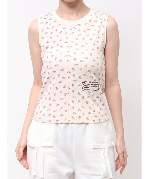 merry jenny（メリージェニー）の「floral×floralカットタンクトップ（タンクトップ・レディース・グレー/ピンク・F）」の4枚目の写真