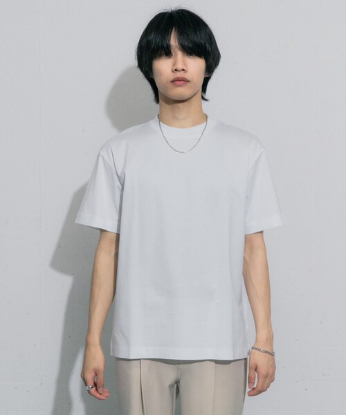 SENSE OF PLACE by URBAN RESEARCH（センスオブプレイスバイアーバンリサーチ）の「シルケットTシャツ(5分袖)（Tシャツ/カットソー・メンズ・WHITE/BLACK/CHARCOAL/GREEN・S/M/L）」の12枚目の写真