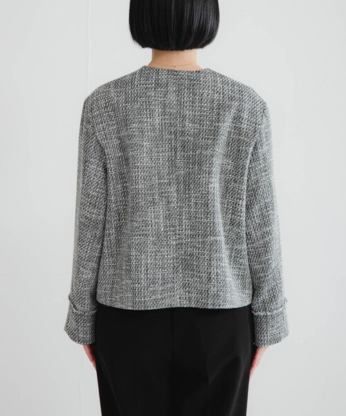 URBAN RESEARCH（アーバンリサーチ）の「ノーカラーツイードジャケット（ノーカラージャケット・レディース・OFF WHITE/BLACK MIX・Free）」の13枚目の写真