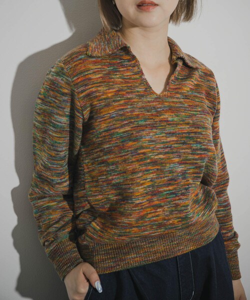 THE GOODLAND MARKET（ザグッドランドマーケット）の「COOHEM　ONI KASURI WOOL KNIT PULLOVER（ニット/セーター・レディース・04BLUE/02RED・Free）」の13枚目の写真