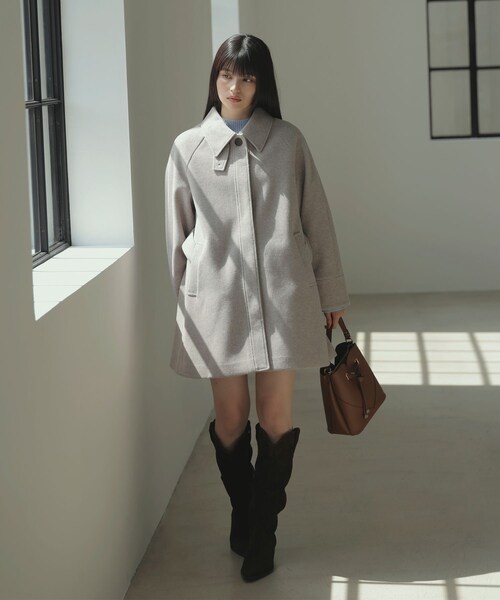 VIS（ビス）の「【アウター総選挙2位】フレアーチェスターコート（チェスターコート・レディース・ブラック/ベージュ・F）」の8枚目の写真