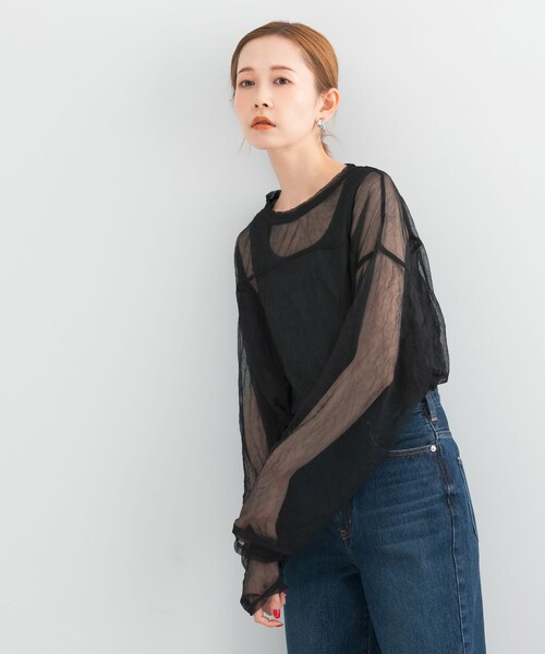 URBAN RESEARCH ROSSO（アーバンリサーチロッソ）の「provoke　シアーフットボールTシャツ（Tシャツ/カットソー・レディース・lightbeige/white/black・FREE）」の7枚目の写真
