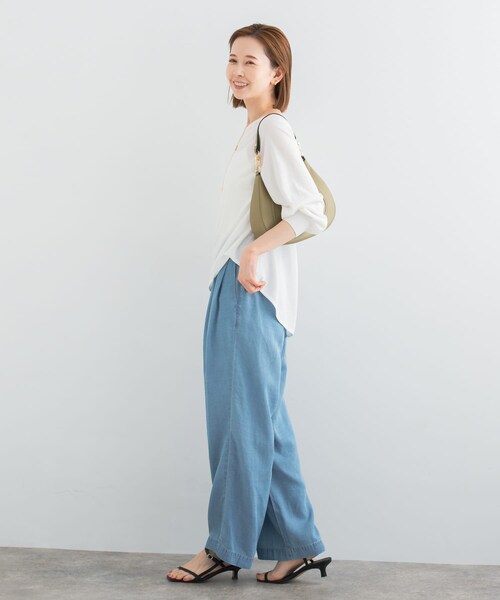 URBAN RESEARCH ROSSO（アーバンリサーチロッソ）の「ウォッシャブルシルク混ドルマンニット（ニット/セーター・レディース・ORANGE/OFF WHITE/L.MINT・FREE）」の8枚目の写真