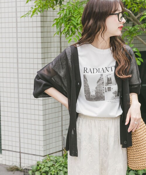 ITEMS URBANRESEARCH（アイテムズ アーバンリサーチ）の「シアーVネックニットカーディガン（カーディガン/ボレロ・レディース・GREGE/BLK/MNT/MOC・FREE）」の6枚目の写真