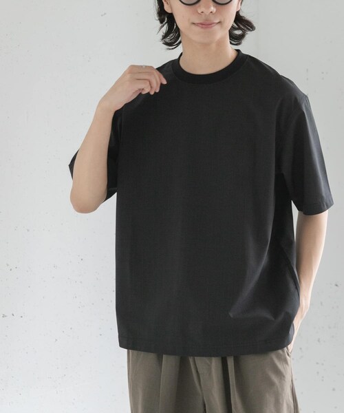 URBAN RESEARCH DOORS（アーバンリサーチドアーズ）の「FORK&SPOON　TEC LINEN T-SHIRTS（Tシャツ/カットソー・メンズ・BLACK/LIGHT GRAY/DARK BLUE・4/5）」の4枚目の写真