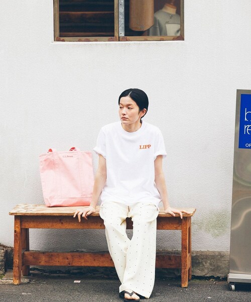 bonjour records（ボンジュールレコーズ）の「L.L.Bean/エル・エル・ビーン record tote bag for bonjor records exclusive "Pale Pink"（トートバッグ・レディース・ピンク・F）」の12枚目の写真