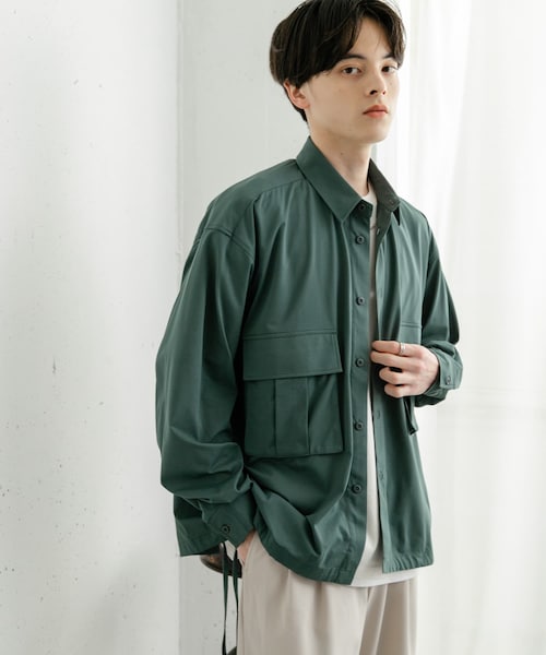 SENSE OF PLACE by URBAN RESEARCH(センスオブプレイスバイアーバンリサーチ)の「ドットメッシュダブルポケットロングスリーブシャツ(シャツ/ブラウス・メンズ・L.PINK/CHARCOAL/GREEN・M/L)」の2枚目の写真