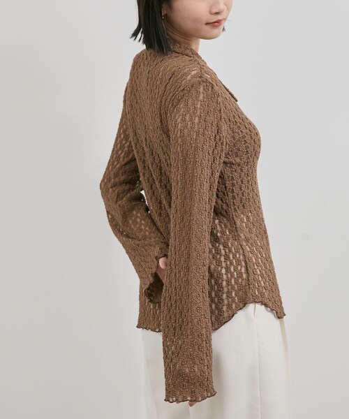 VIS（ビス）の「レースポロ襟カーディガン（カーディガン/ボレロ・レディース・ブラック/キナリ/ブラウン系・F）」の19枚目の写真