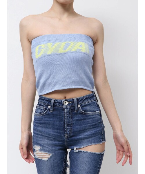 GYDA(ジェイダ)の「GYDA ニットベアトップス(キャミソール・レディース・オフホワイト/ブラック/ピンク/ライム/スカイブルー・F)」の10枚目の写真