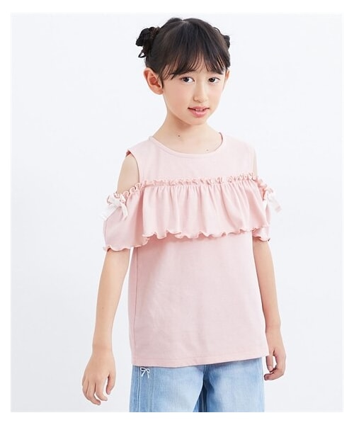 nissen（ニッセン）の「選べる♪リブ半袖デザインTシャツ（女の子）（Tシャツ/カットソー・キッズ・黒/ベージュ/ブルー/パープル/ピンク・100/110/120/130/140/150/160）」の5枚目の写真