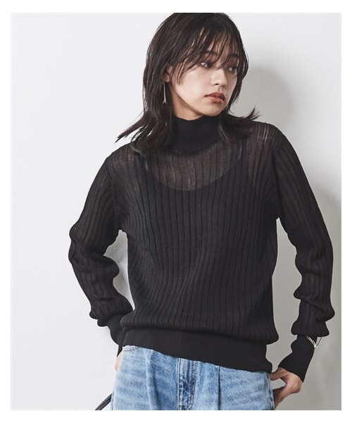 nissen（ニッセン）の「大きいサイズ ハイネックシアーニットプルオーバー シックスタイル（ニット/セーター・レディース・グレー/黒・L/LL/3L/4L/5L/6L/8L/10L）」の9枚目の写真