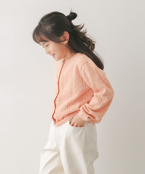 URBAN RESEARCH DOORS(アーバンリサーチドアーズ)の「透かし編みカーディガン(KIDS)(ニット/セーター・キッズ・PEACH/IVORY・120(115-125)/135(130-140))」の10枚目の写真