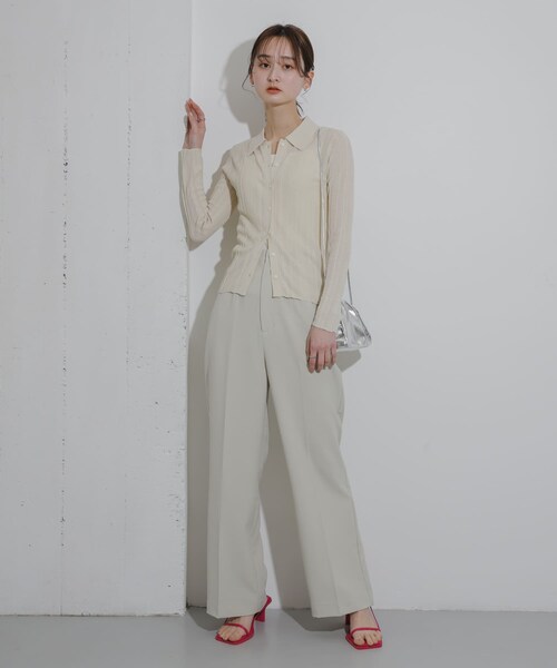 SENSE OF PLACE by URBAN RESEARCH（センスオブプレイスバイアーバンリサーチ）の「ランダムリブニットカーディガン（カーディガン/ボレロ・レディース・IVORY/BLACK/PINK・one）」の10枚目の写真