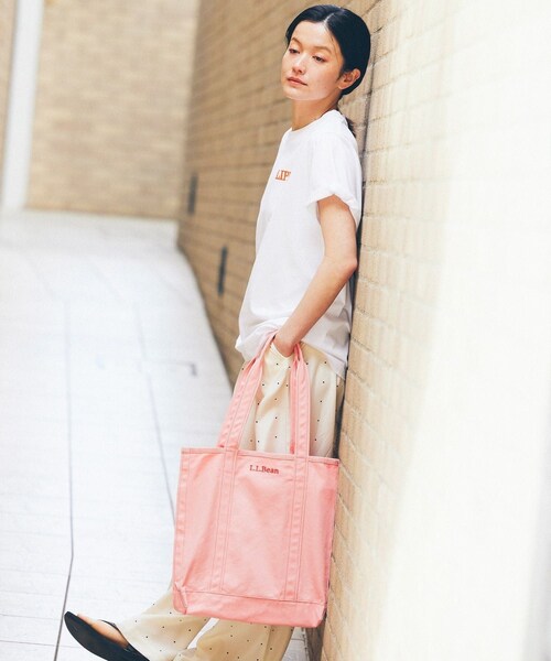 bonjour records（ボンジュールレコーズ）の「L.L.Bean/エル・エル・ビーン record tote bag for bonjor records exclusive "Pale Pink"（トートバッグ・レディース・ピンク・F）」の16枚目の写真