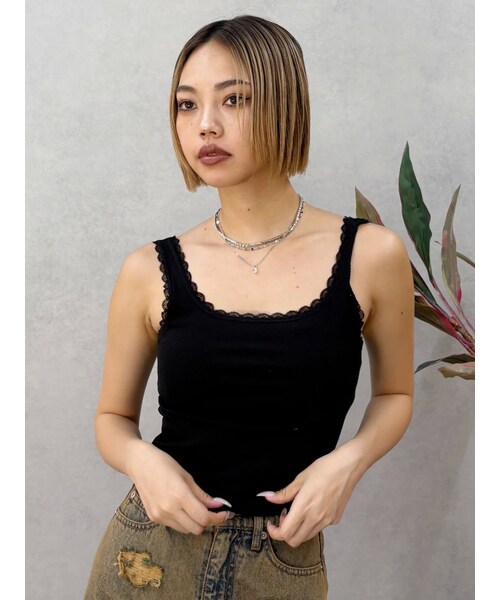 EVRIS（エヴリス）の「レースドッキングリブタンクトップ（タンクトップ・レディース・ホワイト/ブラック/ピンク/ブラウン・F）」の14枚目の写真