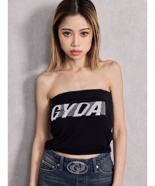 GYDA(ジェイダ)の「GYDA ニットベアトップス(キャミソール・レディース・オフホワイト/ブラック/ピンク/ライム/スカイブルー・F)」の7枚目の写真
