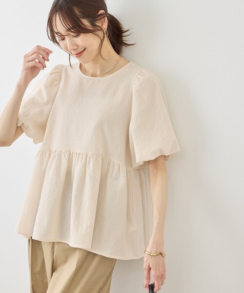 ROPE' PICNIC(ロペピクニック)の「【ベストヒット】細見えバルーンペプラムブラウス(シャツ/ブラウス・レディース・ブラック/キナリ/キナリ系/サックス/ダークブラウン・F)」の17枚目の写真