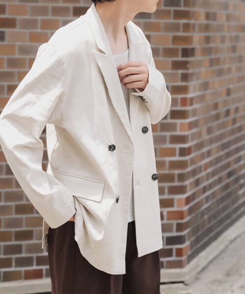 ITEMS URBANRESEARCH(アイテムズ アーバンリサーチ)の「『セットアップ対応』Linen Blend Double Jacket(テーラードジャケット・メンズ・CHA/IVO/BRN・M/L)」の6枚目の写真