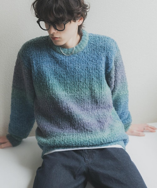 SENSE OF PLACE by URBAN RESEARCH（センスオブプレイスバイアーバンリサーチ）の「『ユニセックス』ブークレグラデーションニット（ニット/セーター・メンズ・L.GRAY/CHARCOAL/BLUE/ORANGE/YELLOW/BROWN・M/L）」の11枚目の写真