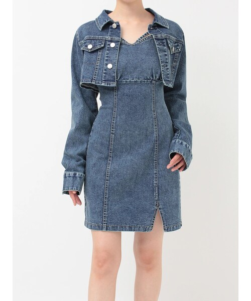 EATME（イートミー）の「BACKレースアップデニムワンピセット（ワンピース・レディース・ブラック/ブルー・S/M）」の6枚目の写真