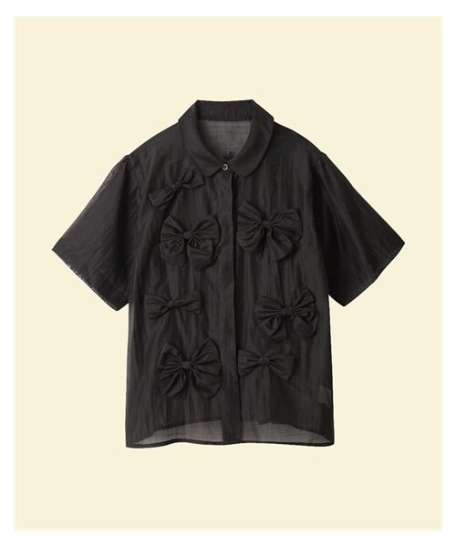 nissen（ニッセン）の「【GEVS.】リボンモチーフブラウス（シャツ/ブラウス・レディース・ブルー/黒・M/L/LL/3L/4L/5L/6L/8L/10L）」の8枚目の写真