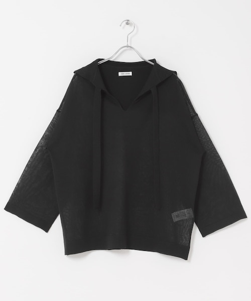 URBAN RESEARCH DOORS(アーバンリサーチドアーズ)の「FORK&SPOON セーラーカラーシアーニットプルオーバー(その他トップス・レディース・BLACK/LIME・1)」の1枚目の写真