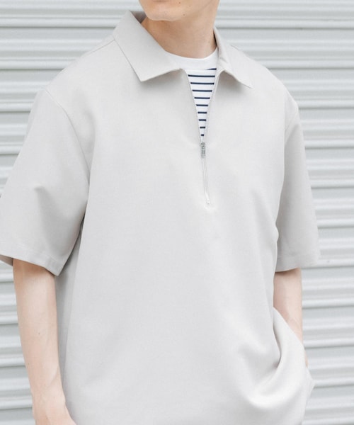 ITEMS URBANRESEARCH（アイテムズ アーバンリサーチ）の「冷感+速乾TRストレッチハーフZIP プルオーバー（シャツ/ブラウス・メンズ・CHARCOAL/BEIGE/BLUE/GREEN・M/L）」の2枚目の写真