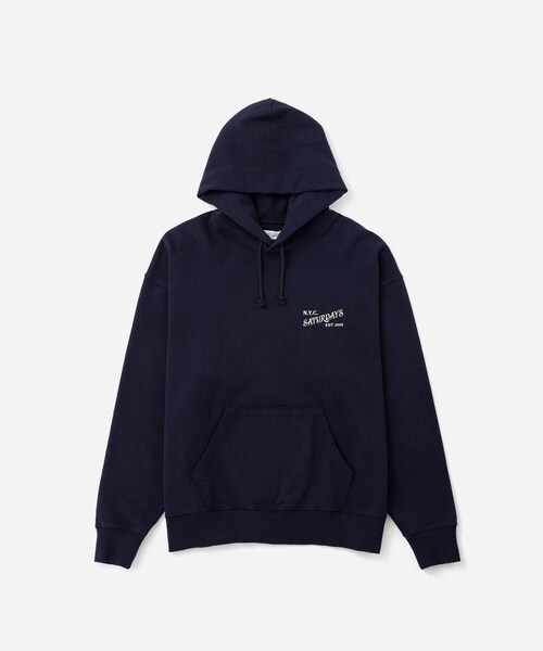 Saturdays NYC(サタデーズ ニューヨークシティ )の「Warren Vintage Serif Relaxed Hoodie(パーカー・レディース・チャコール/ネイビー/イエロー・L/M/S/XL)」の13枚目の写真