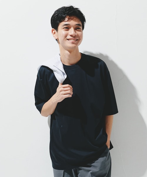 URBAN RESEARCH DOORS(アーバンリサーチドアーズ)の「『UR TECH』サマシェア クルーネックTシャツ(Tシャツ/カットソー・メンズ・WHITE/L.BLUE/BLACK×GRY/BLACK・M/L/XL)」の2枚目の写真