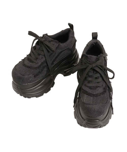 EMODA（エモダ）の「【WEB限定カラー登場！】エアバルキーカットオフスニーカー（スニーカー・レディース・ブラック/カーキ/ライトミックス・S/M/L）」の2枚目の写真