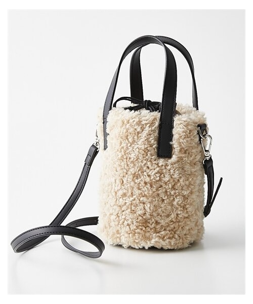 nissen（ニッセン）の「マイクロボアバケツ型２WAYショルダーバッグ（ショルダーバッグ・メンズ・ブラウン/グレー/アイボリー/ベージュ・Y）」の4枚目の写真