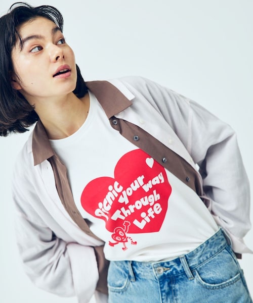 ROPE' PICNIC(ロペピクニック)の「【Chocomoo×ROPE' PICNIC】【接触冷感】アソートTシャツ(Tシャツ/カットソー・レディース・ホワイト/ホワイト系・38)」の6枚目の写真
