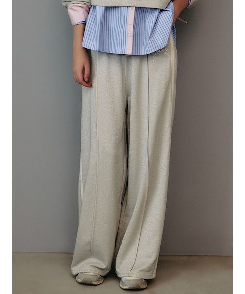 CALNAMUR（カルナムール）の「SIDE LINE RIBBON PRINT SWEAT PT/サイドラインリボンプリントスウェットパンツ（その他パンツ・レディース・ブラック/ピンク/シルバー・F）」の6枚目の写真