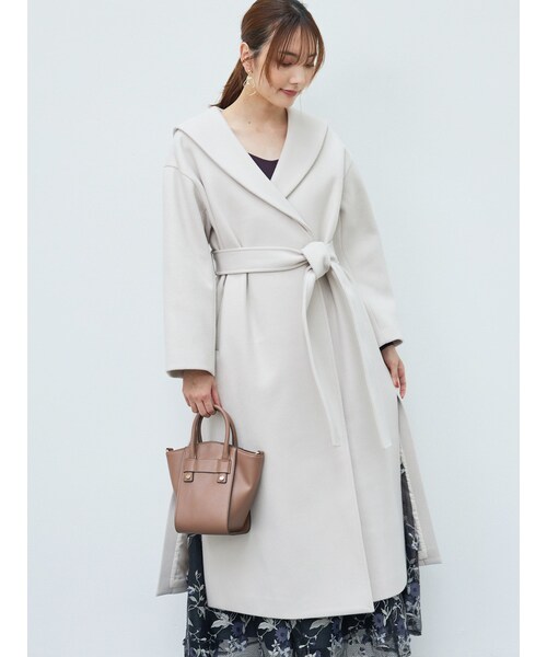 MERCURYDUO（マーキュリーデュオ）の「ショールカラーロングコート（チェスターコート・レディース・アイボリー/ミントグリーン/ラベンダー/ベージュ・S/M）」の4枚目の写真