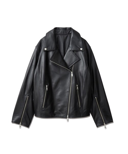 nissen（ニッセン）の「【CHICSTYLE】ラムレザーライダースジャケット（ジャケット/アウター・レディース・黒・M-L/L/LL/3L/4L/5L/6L/8L/10L）」の10枚目の写真