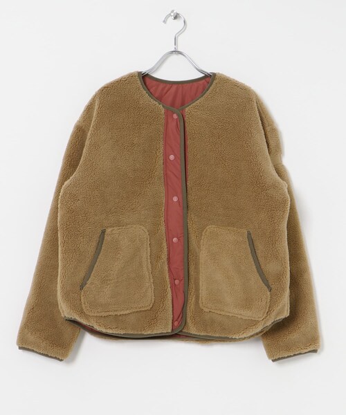THE GOODLAND MARKET（ザグッドランドマーケット）の「AIGLE　リバーシブル シェルパフリース（ノーカラージャケット・レディース・TAUPE/CELADON・S/M/L）」の9枚目の写真