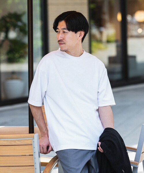 ITEMS URBANRESEARCH(アイテムズ アーバンリサーチ)の「『UR TECH ひやサラクール』 ライトポンチ トップス(Tシャツ/カットソー・メンズ・BLU/OFF/BLK/GREIGE/GRN・S/M/L/XL)」の9枚目の写真