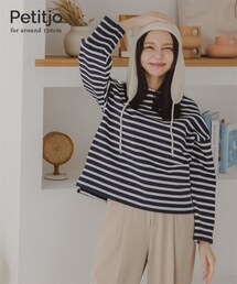 Petitjo | 小さいサイズ バスクボーダーTシャツ 低身長さん・小柄女性(Tシャツ/カットソー)