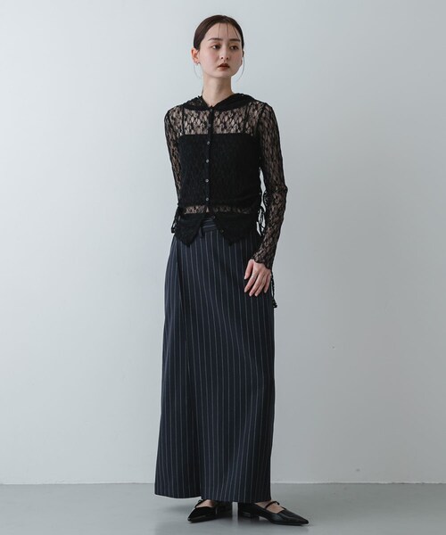 SENSE OF PLACE by URBAN RESEARCH（センスオブプレイスバイアーバンリサーチ）の「『洗濯可』フーディレースカットトップ（その他トップス・レディース・IVORY/BLACK/BEIGE・One）」の17枚目の写真