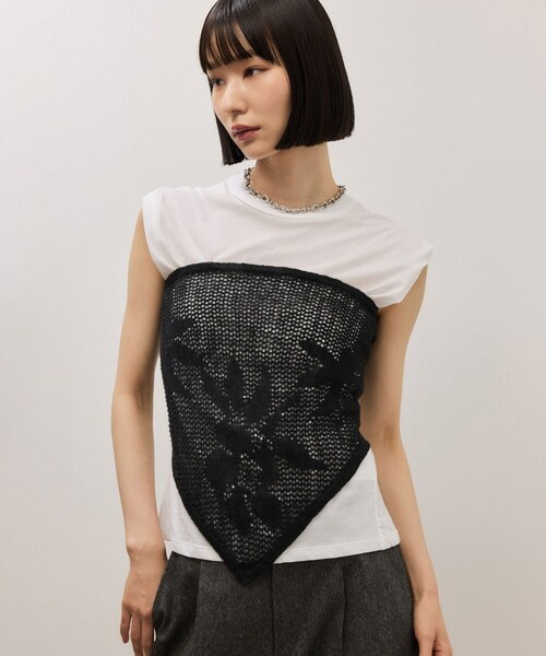ADAM ET ROPE'(アダムエロペ)の「メッシュニットスカーフ(バンダナ/スカーフ・レディース・ブラック/ホワイト・F)」の11枚目の写真