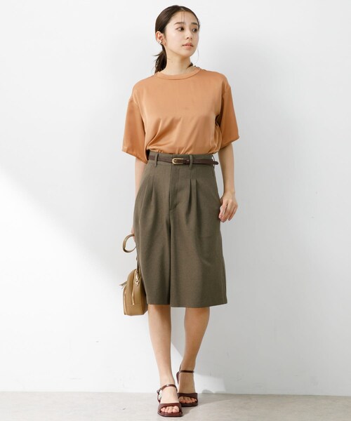 URBAN RESEARCH ROSSO（アーバンリサーチロッソ）の「『UR TECH DRYLUXE』F by ROSSO　タックハーフパンツ（その他パンツ・レディース・BLACK/BEIGE/MOCHA・36/38）」の15枚目の写真