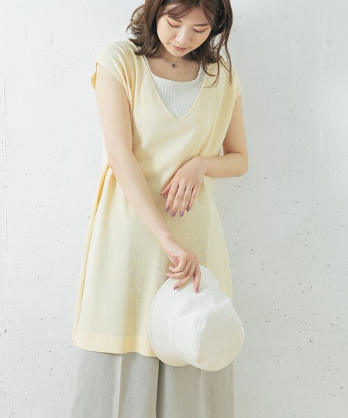 URBAN RESEARCH ROSSO（アーバンリサーチロッソ）の「チュニックニットベスト（ニット/セーター・レディース・IVORY/D/BROWN/IVORY②・FREE）」の5枚目の写真