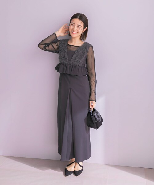 URBAN RESEARCH ROSSO（アーバンリサーチロッソ）の「ANDRESD　TULLE FRILL PEPLUM DRESS（ワンピース・レディース・CHARCOAL・S/M）」の7枚目の写真
