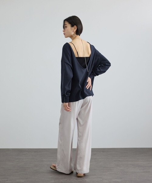 ADAM ET ROPE'(アダムエロペ)の「【ONIT(オニット)】SUPER AMERICAN DRYCOTTON BACKOPEN LONGSLEEVE T(Tシャツ/カットソー・レディース・ホワイト/ネイビー・1)」の8枚目の写真