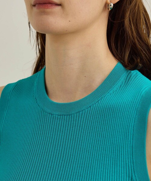 ROPE'（ロペ）の「【洗える】オーガニックコットンリブスリーブレスニット（ニット/セーター・レディース・ホワイト/ネイビー/ターコイズ・F）」の21枚目の写真