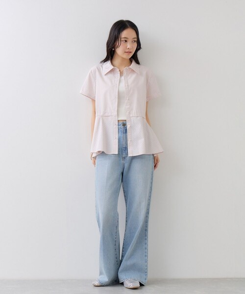 VIS(ビス)の「ペプラム切替キャップスリーブシャツ(シャツ/ブラウス・レディース・ネイビー/サックス/ピンク・F)」の13枚目の写真