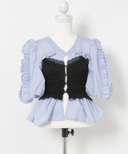 THE GOODLAND MARKET（ザグッドランドマーケット）の「old honey　68℃ bustier shirt（シャツ/ブラウス・レディース・L.blue/white・FREE）」の12枚目の写真