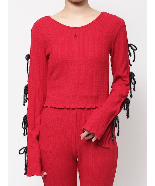 jouetie（ジュエティ）の「ラメリボンニットトップス（ニット